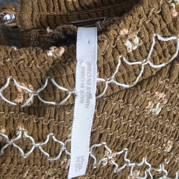 Free People Top XS Brown Flowers In Her Hair Boho Tunic - Picture 11 of 11